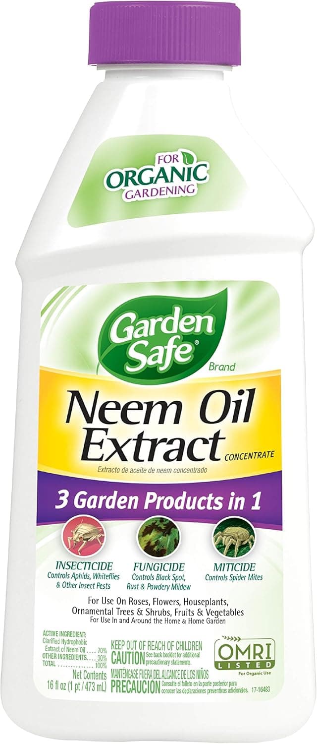 Garden Safe Brand Neem Oil Extract Concentrate, Insect Pesticide for Organic Gardening, 16 oz