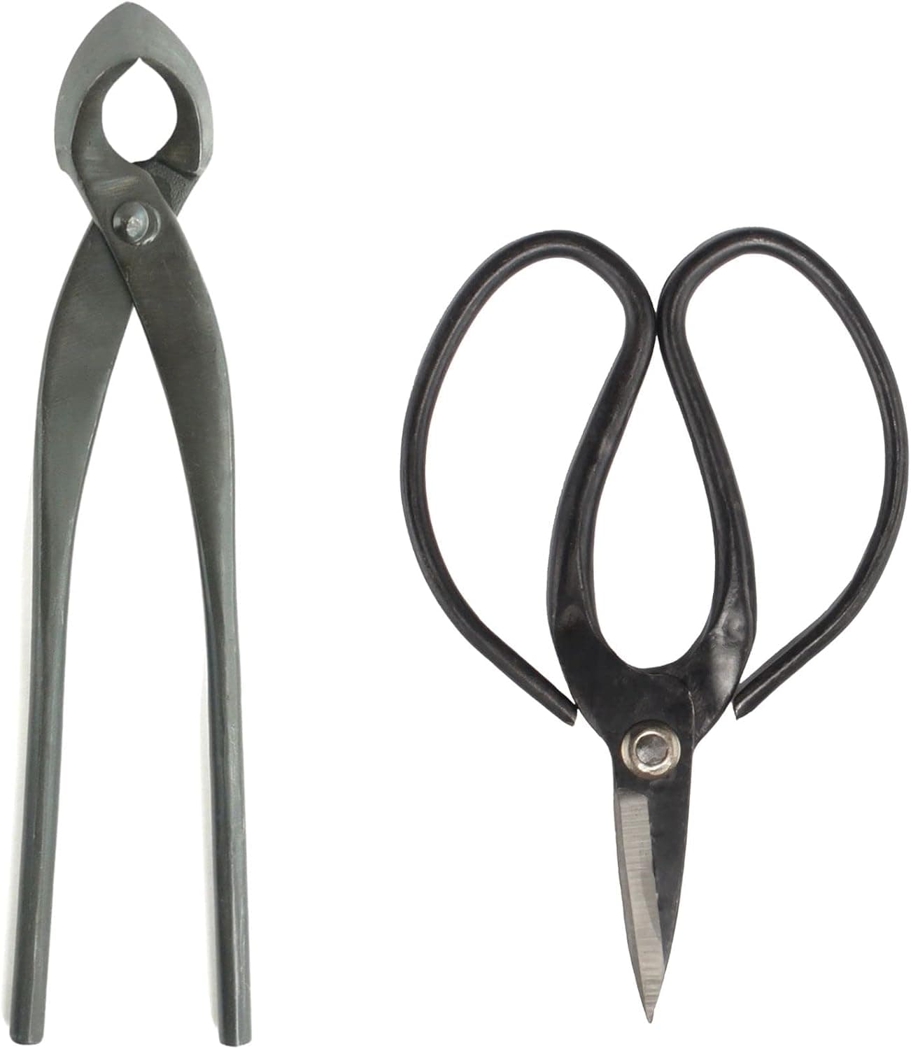 BambooMN Bonsai Starter Tool Kit 2pc Set - 11 Inch Concave Cutter and 7 Inch Heavy Duty Shear