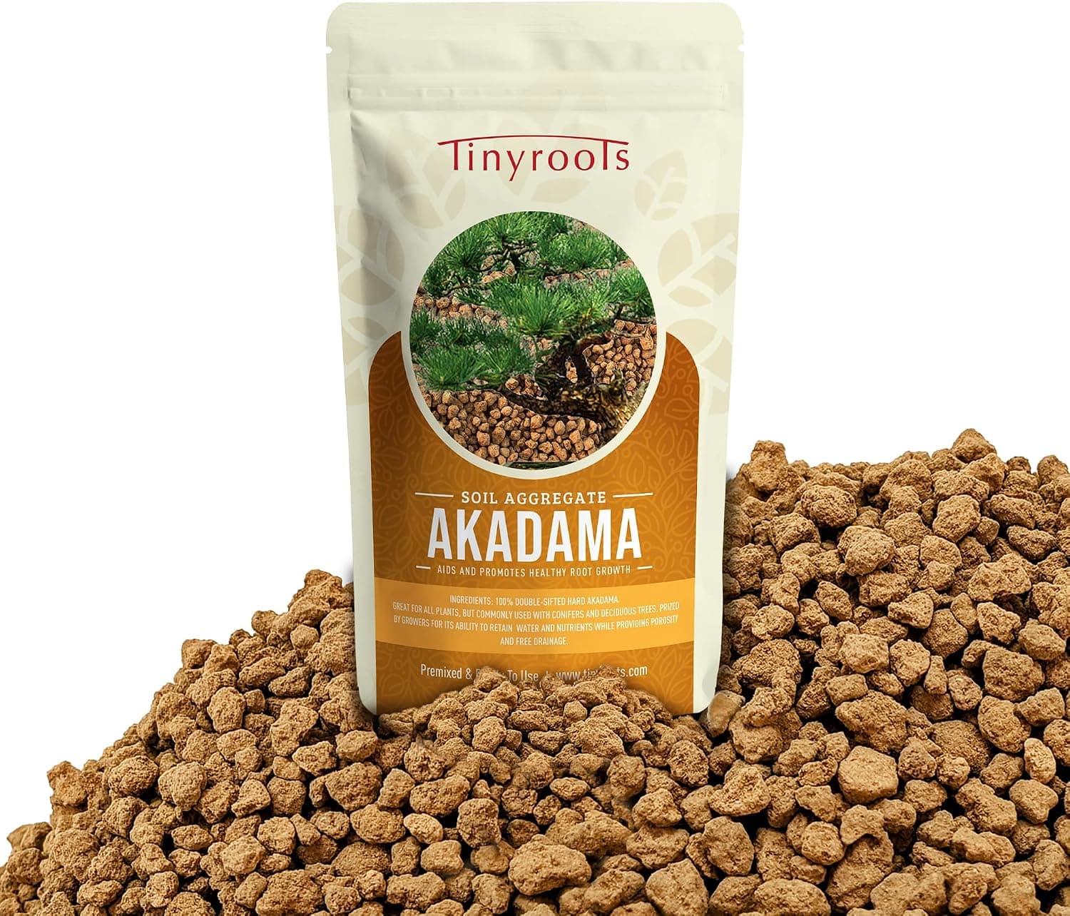 Tinyroots Akadama 2.25qt Bonsai Soil, Sifted Through 1/8 Inch Mesh Then Through 1/16 Mesh, Dust and Small Particles Removed