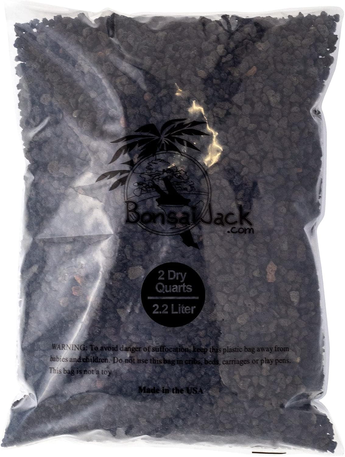 Bonsai Jack Black 1/4 inch Horticultural Lava Rock Soil Additive for Cacti, Succulents and Plants (2 Dry Quarts)
