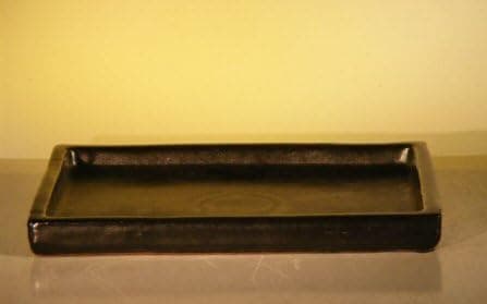 Bonsai Boy Black Ceramic Humidity Drip Bonsai Tray, Rectangle 7.75 x 5.25 x 0.75 OD
