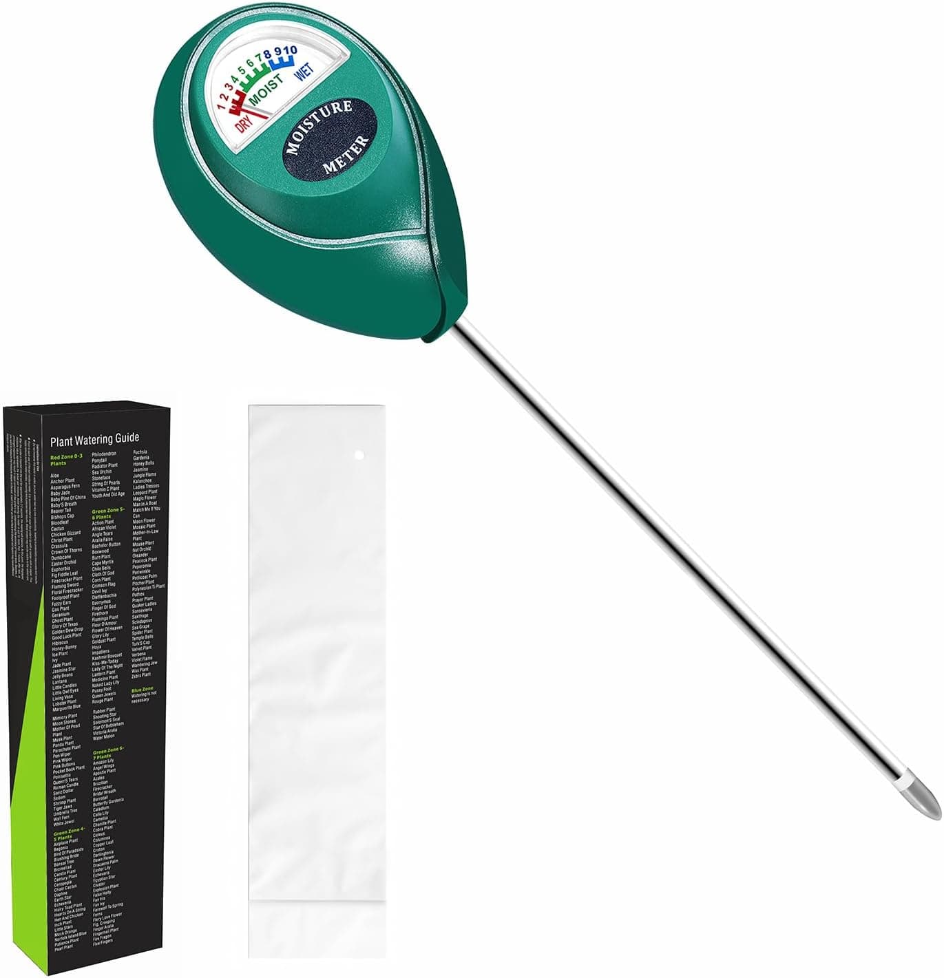 XLUX Soil Moisture Meter with 304 Stainless Steel Probe, Instant Read Hygrometer for Indoor and Outdoor Plants