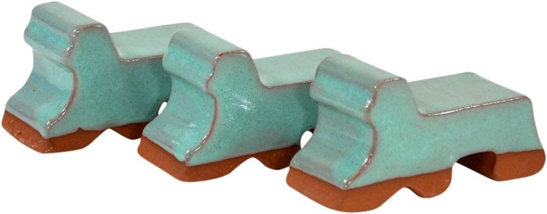 Ceramic Pot Feet 3-Pack - Copper Glaze - Flower Pot Risers Glazed Ceramic, Handmade Stoneware Clay, Frost Proof