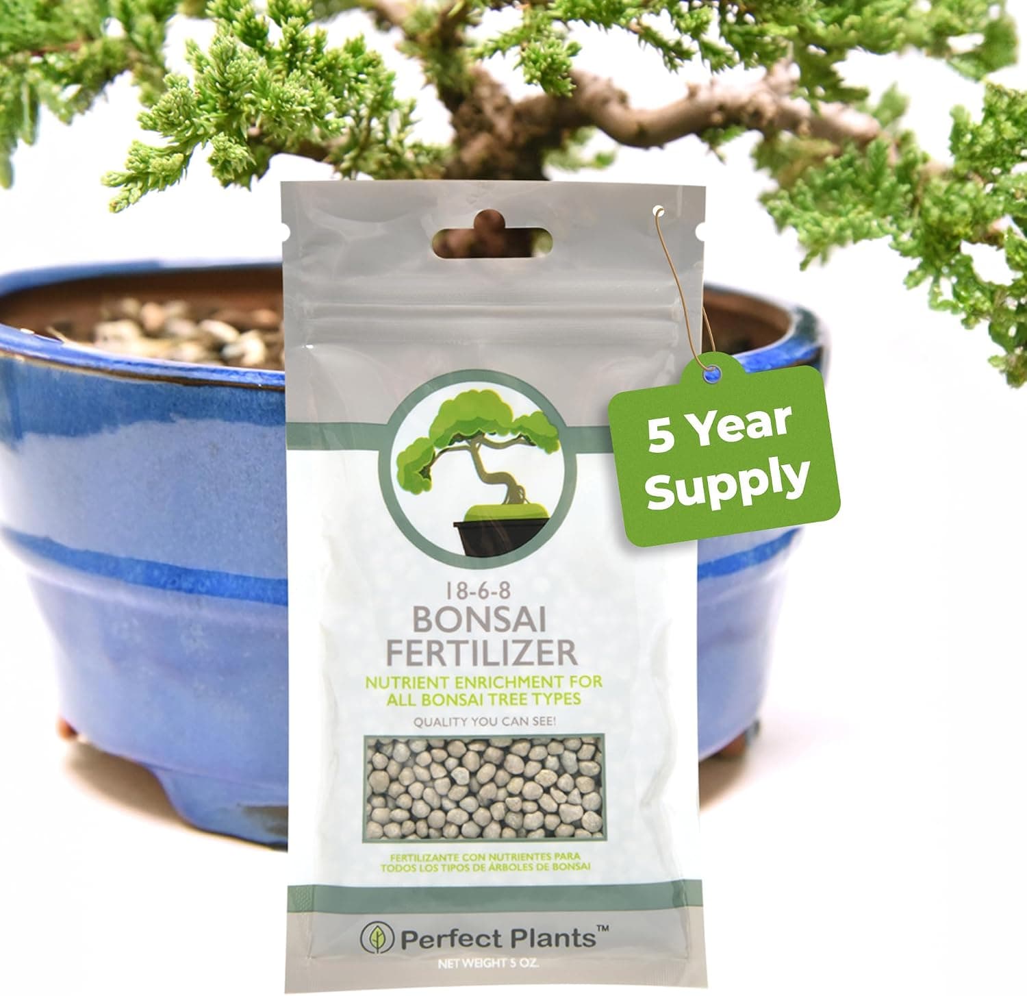Bonsai Fertilizer Pellets by Perfect Plants - 5 Year Supply - All Natural Slow Release for All Live Bonsai Tree Types