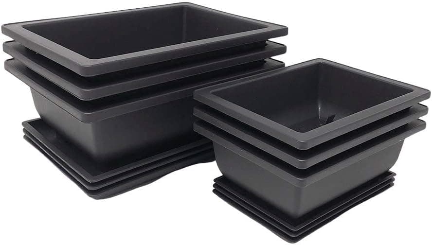 Tinyroots Bonsai Training Pots with Humidity Trays - Built in Mesh, 6 Inch and 8 Inch Combo Pack, Set of 6