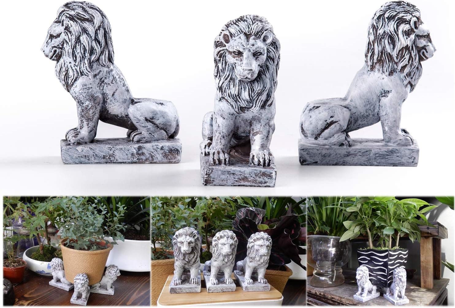 Ciyuan Lion Shaped Resin Pot Feet for Outdoor Planters, 3 Pack, 1.7"W x 2.9"L x 3.9"H