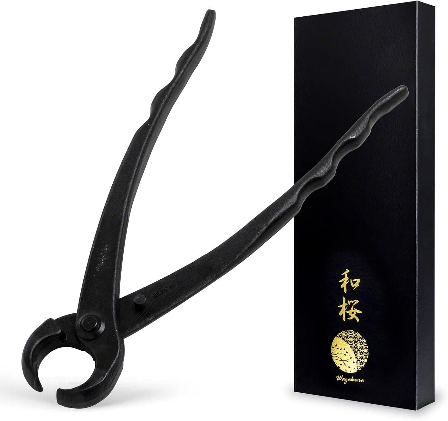 Wazakura Hand Forged Knob Bonsai Cutter Made in Japan 8-1/4 inch (210mm), Round Edge Concave Branch Cutter Black