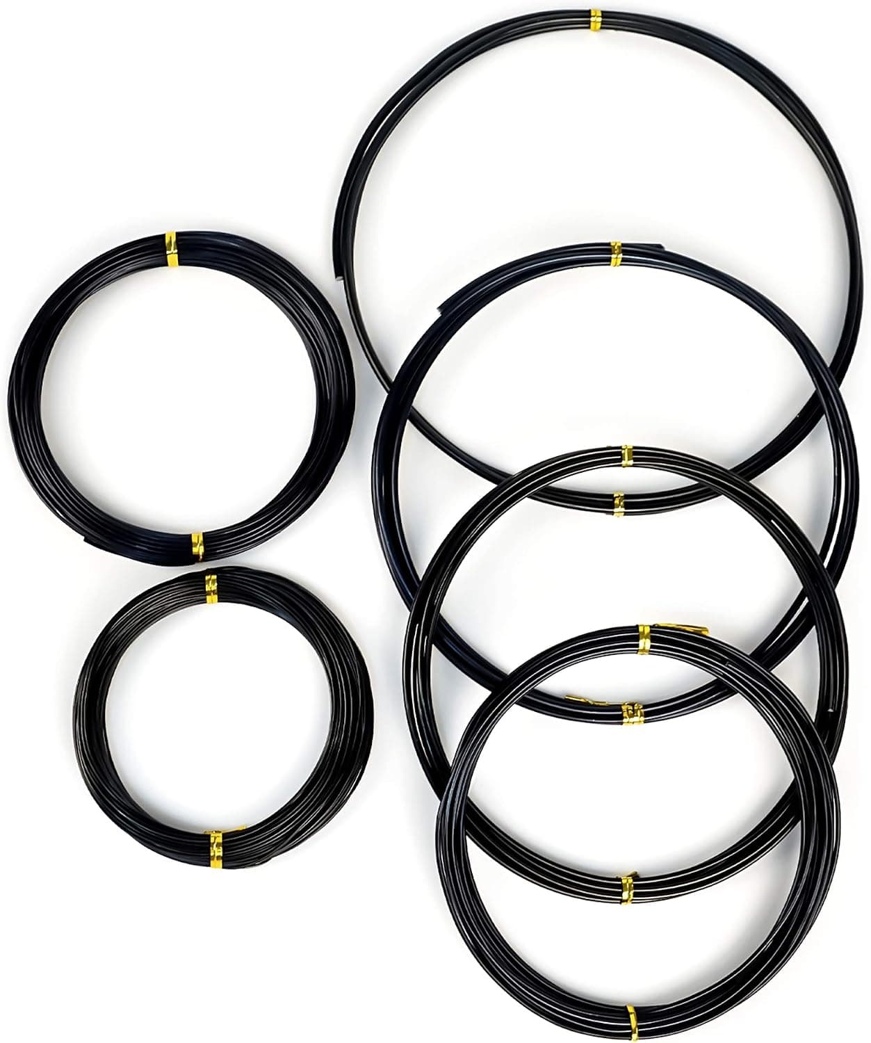 MoHern 6Pcs Bonsai Wire 6 Sizes 1mm 1.5mm 2mm 2.5mm 3mm 4mm Black Aluminum Wire Total 152 Feet