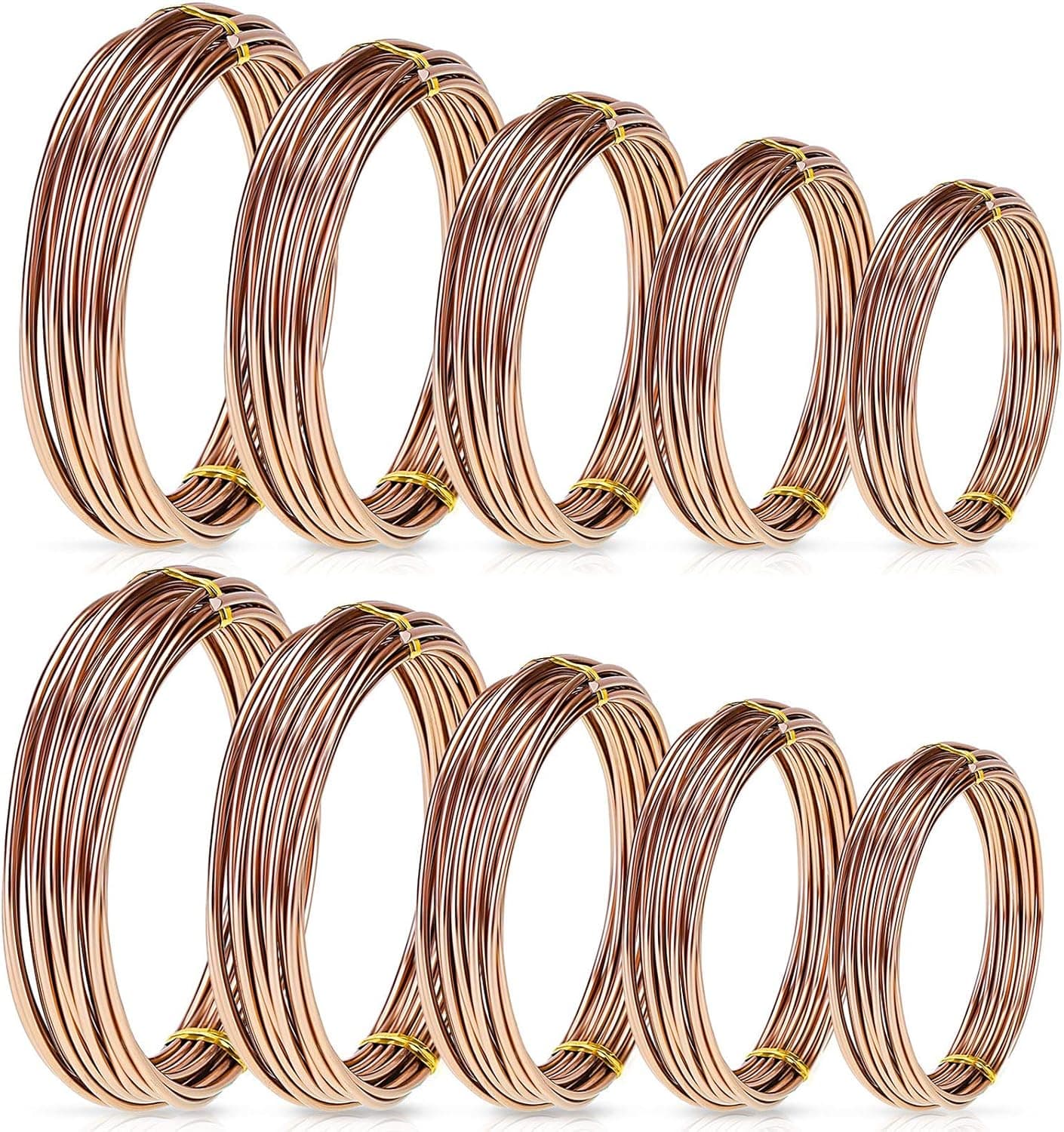 Hotop 10 Rolls Bonsai Wires Anodized Aluminum Bonsai Training Wire in 5 Sizes Total 164 Feet (Brown)