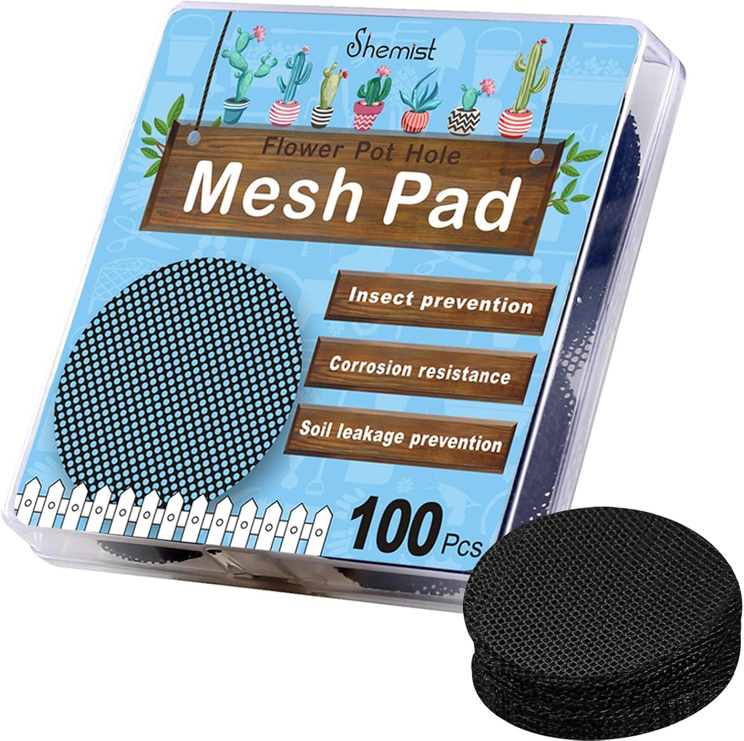shemist Plant Mesh Drainage Screens - 100PCS 2-Inch Reusable Grid Mats for Succulents, Bonsai and Repotting