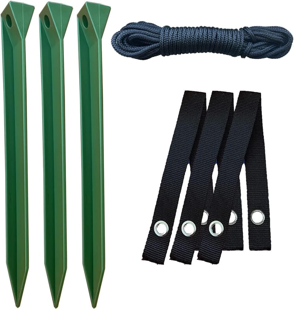 KOGEN Complete Tree Stake Kit with Stakes, Supports, and Improved Rope for Tree Staking, Straightening, and Support