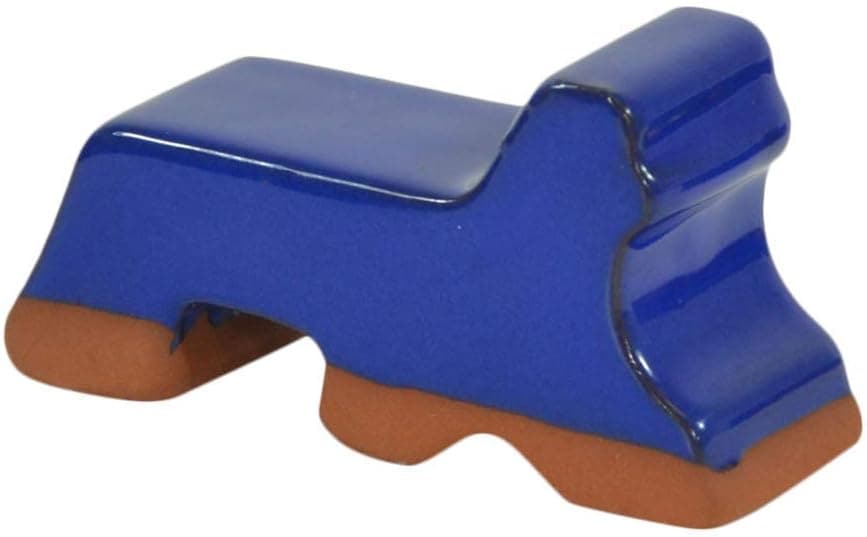 Ceramic Pot Feet 3-Pack - Blue Glaze - Flower Pot Risers Glazed Ceramic, Handmade Stoneware Clay, Frost Proof