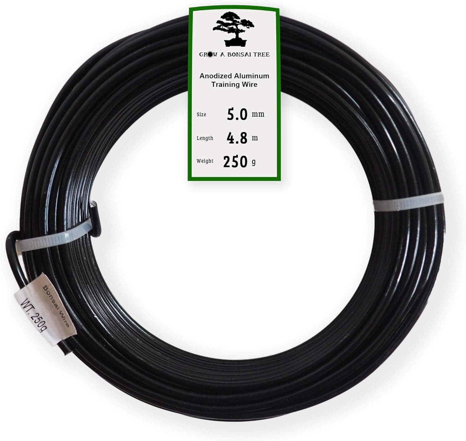 Anodized Aluminum 5.0mm Bonsai Training Wire 250g Large Roll (15.7 feet) Black