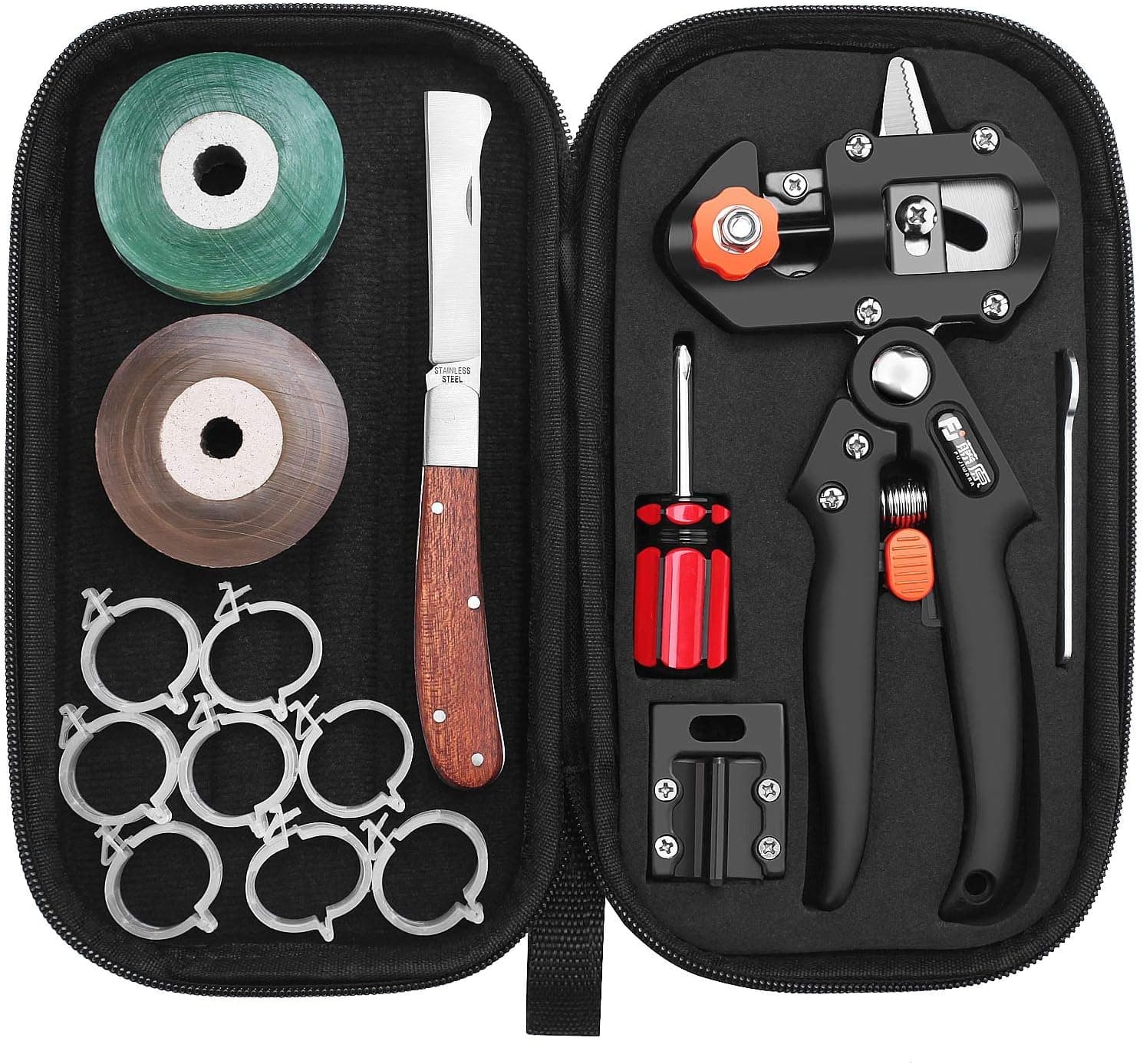 FUJIWARA Garden Grafting Tool, Multifunctional Pruning Scissors Kit, U-Graft/V-Graft/Omega-Graft Seedling Set with Tapes, Knife and Blades
