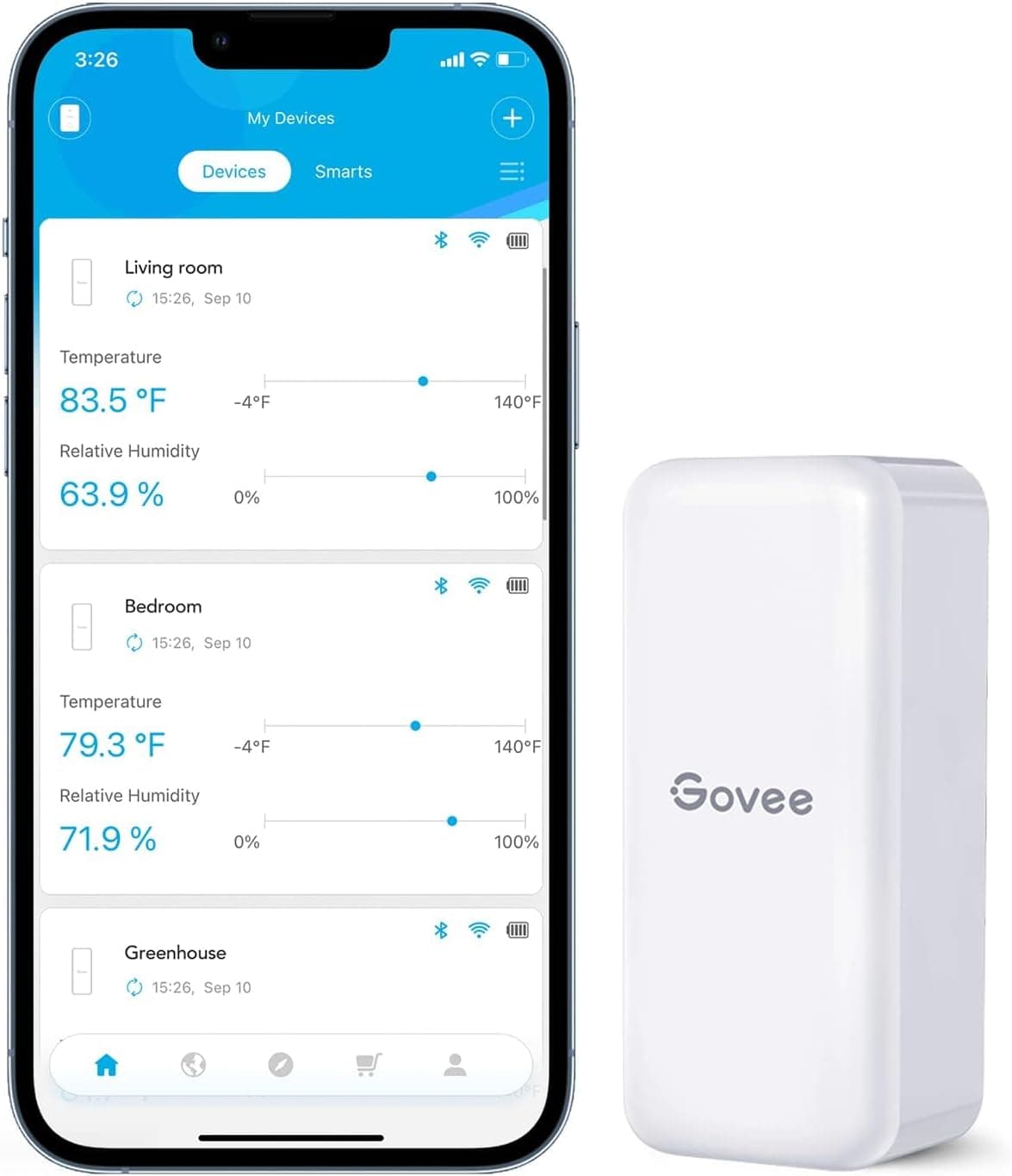 Govee Hygrometer Thermometer H5100, Mini Bluetooth Temperature Humidity Sensor with App Alert