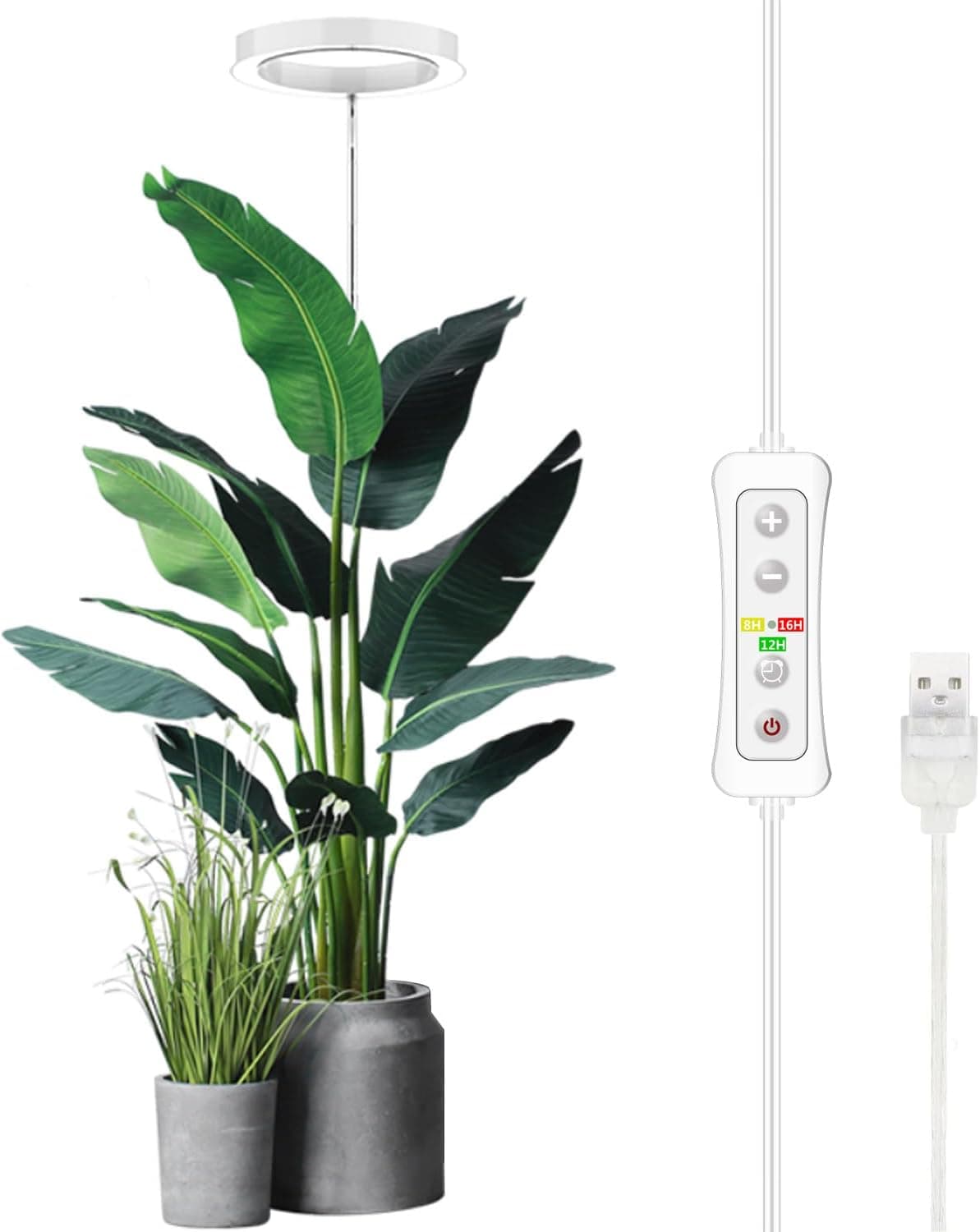 yadoker Plant Grow Light, LED Growing Light Full Spectrum, Height Adjustable, Automatic Timer