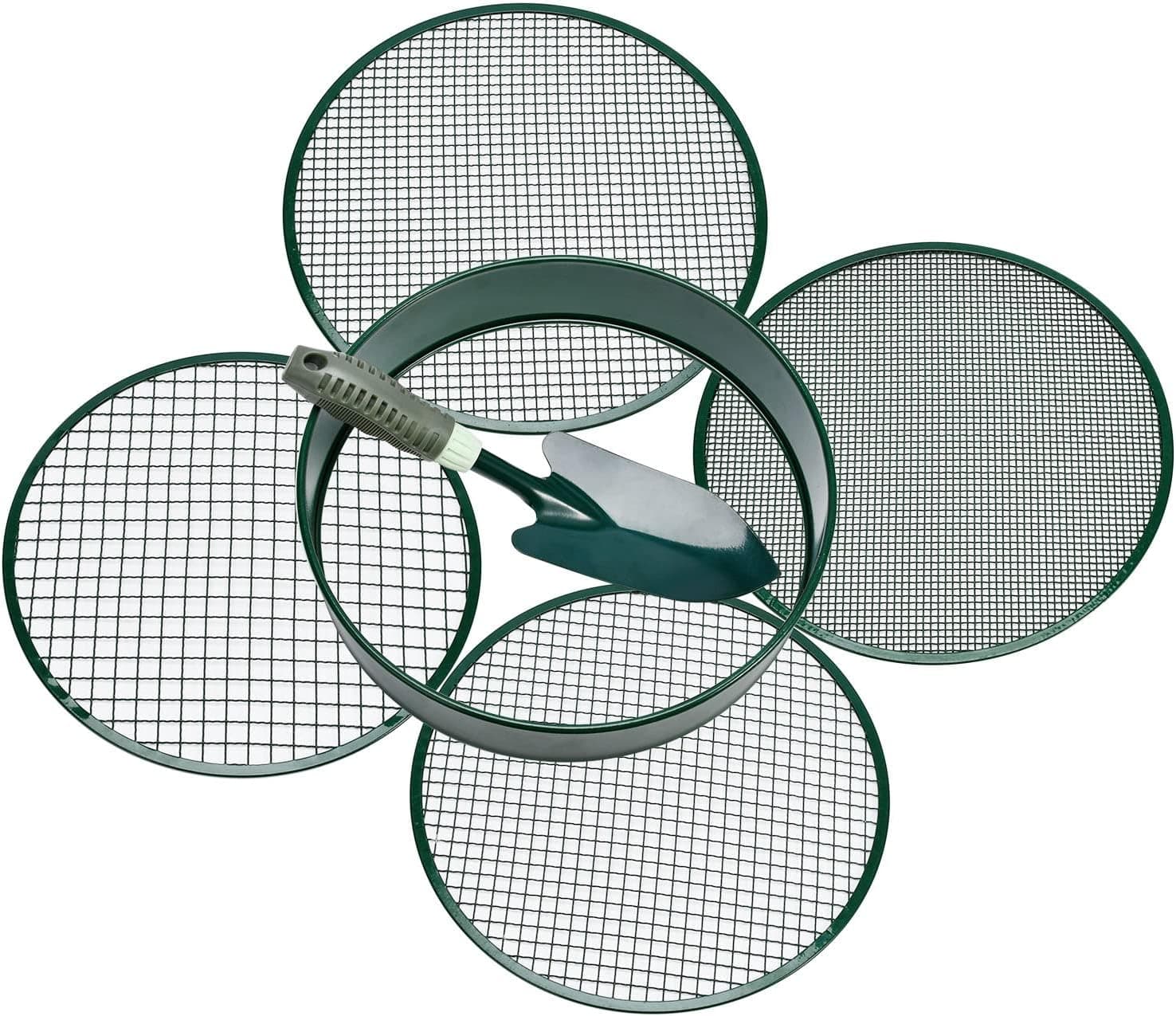 Garden Sieve, Soil Sieve with Interchangeable Mesh Sizes 3,6,9,12mm, Garden Riddle for Sifting Soil and Compost