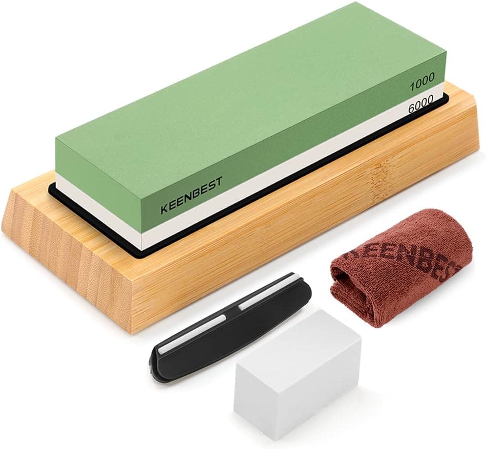KEENBEST 1000 6000 Grit Whetstone Knife Sharpening Stones 2 Side Water Wet Stone Sharpener Kit