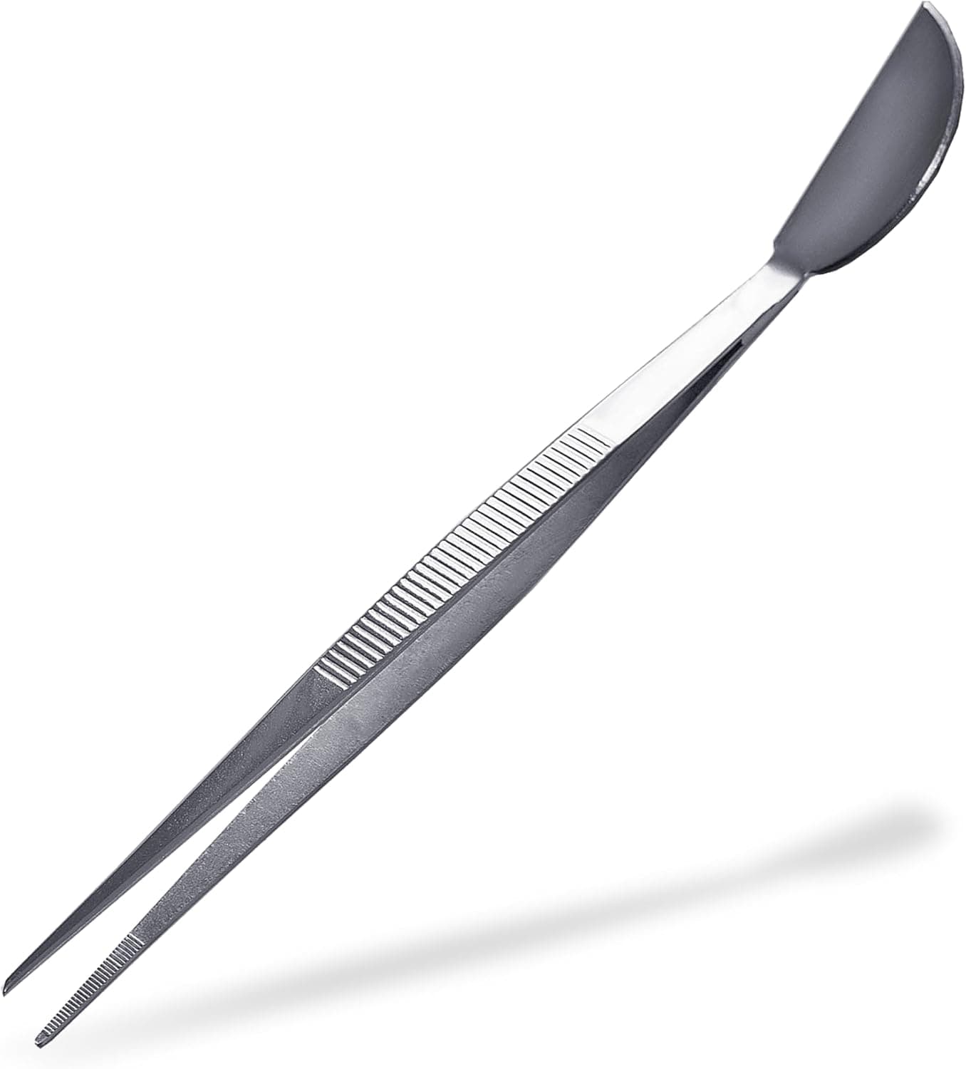 Stainless Steel Bonsai Tweezers with Blade Spatula 8 inch Bent Nose Garden Tweezers Large Long Handle