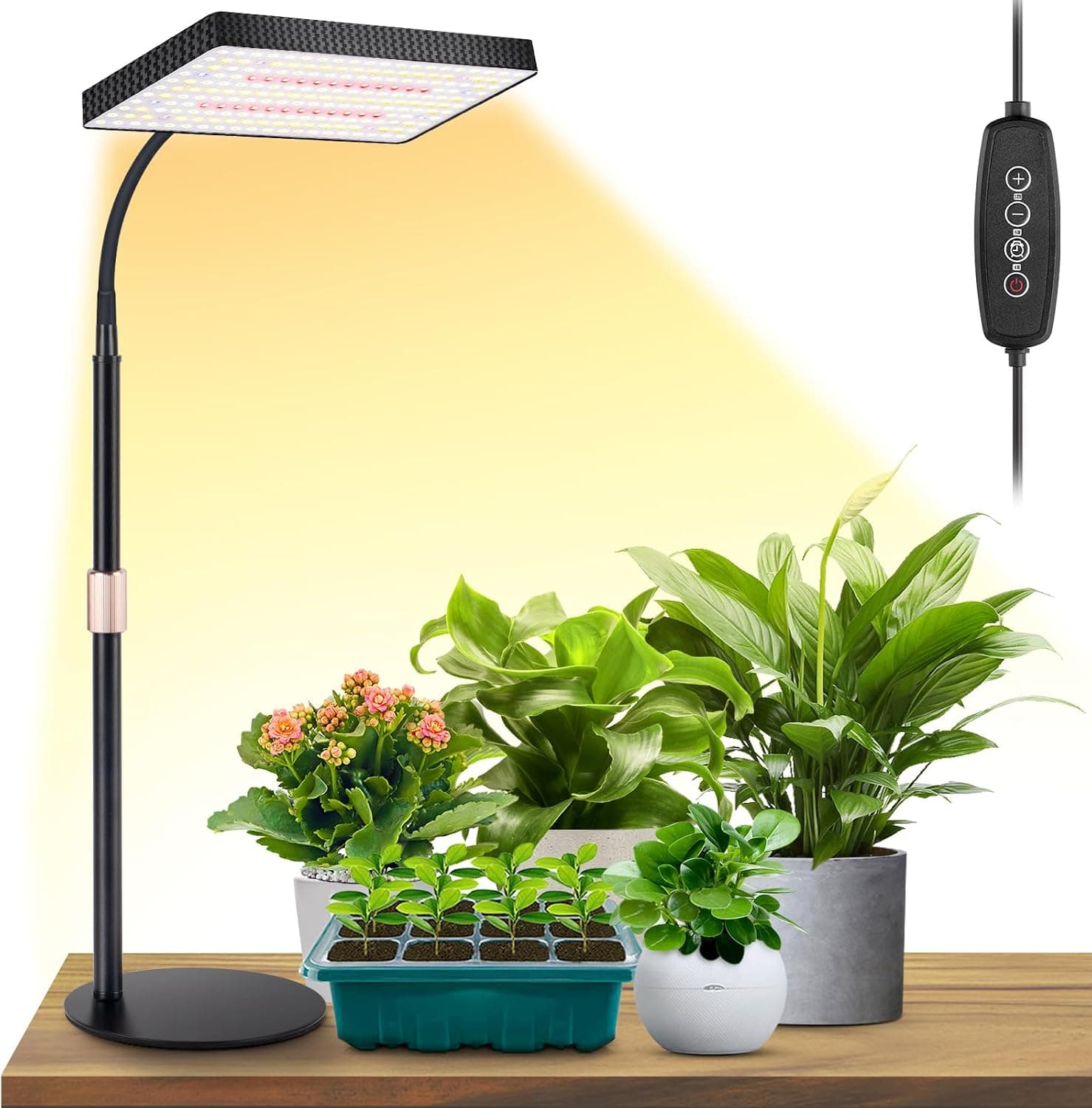 LBW Desk Grow Light, Full Spectrum Plant Light with 4/8/12H Timer, 10 to 26 inch Height Adjustable