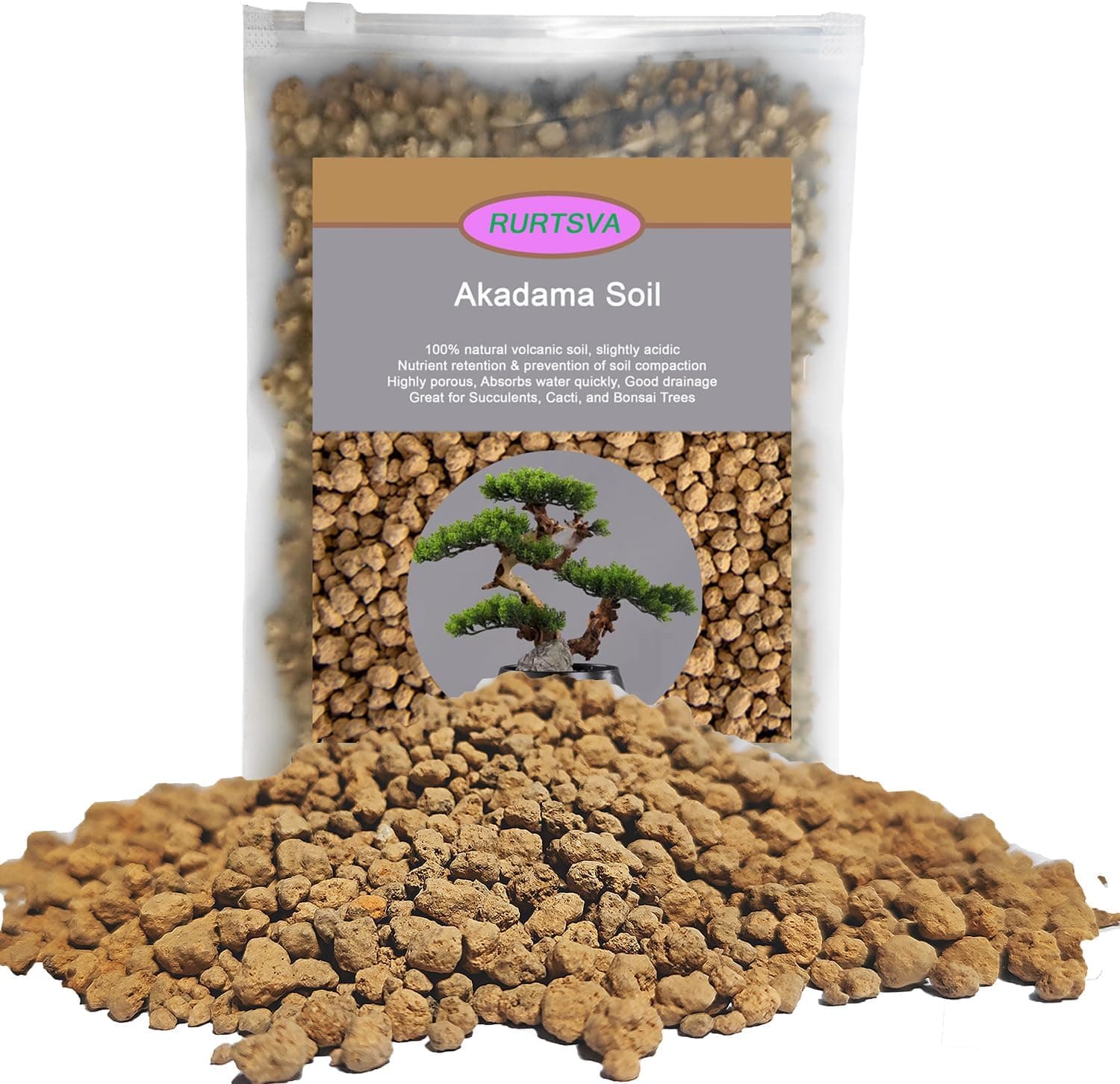 Rurtsva Akadama Bonsai Soil 2lbs Horticultural Potting Soil Amendment for Cacti and Succulent Plants