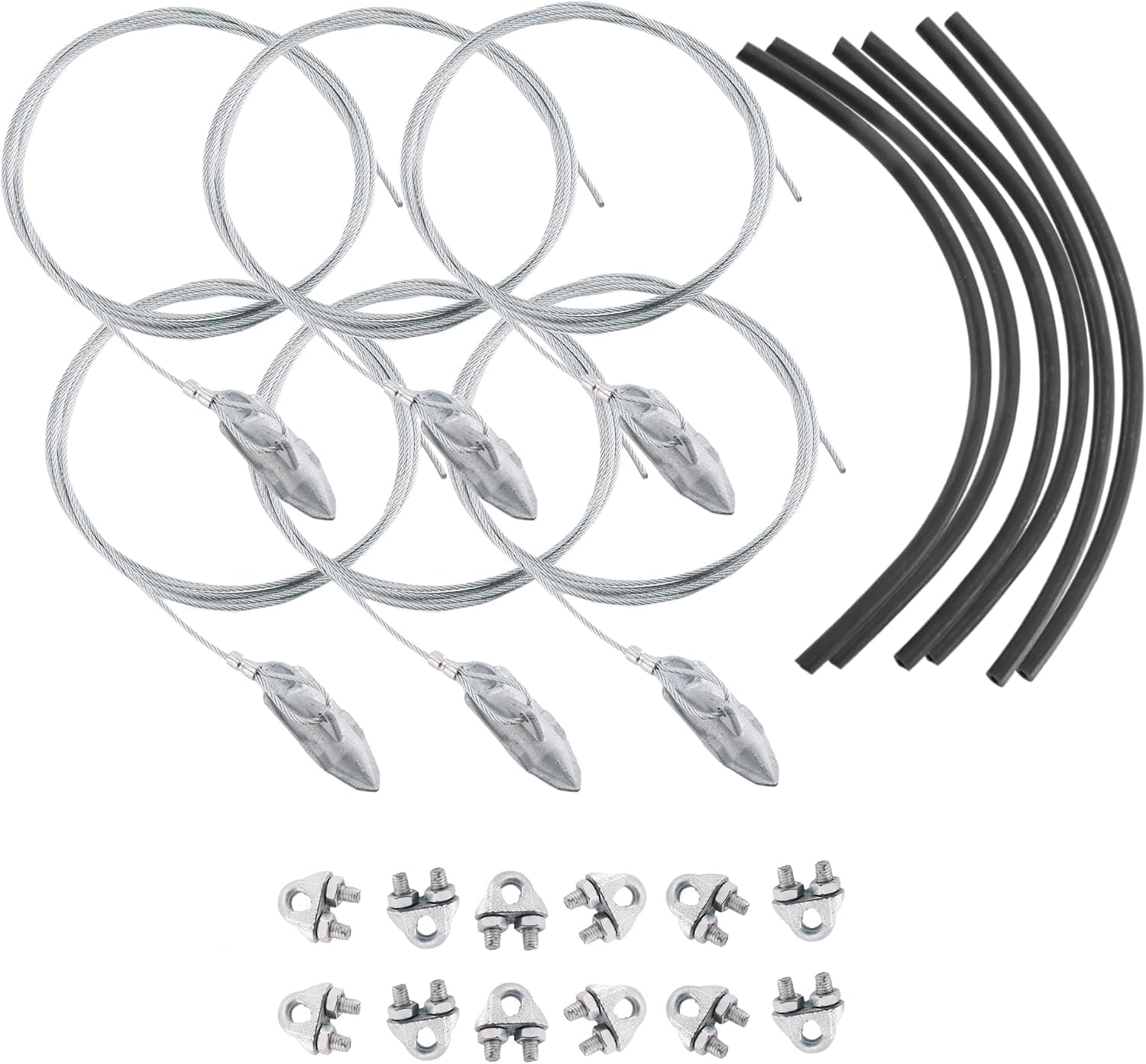 Tree Guying Anchor Kit Fixing System with 12ft Cable, Easy Hook Anchor Kit with 12 Cable Clamps and 6 Protective Tree Collars