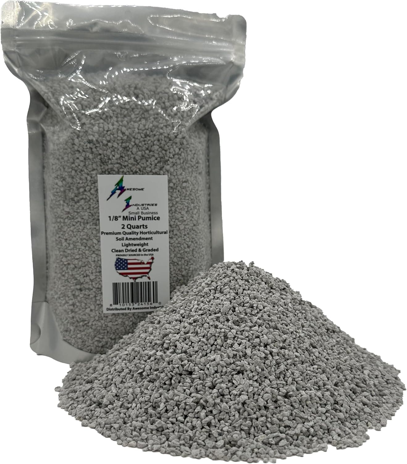 Mini Pumice 1/8" for Bonsai, Succulents, Cactus & Plants, 2 Qt - Small Natural Soil Amendment, High Porosity, Fast Drainage